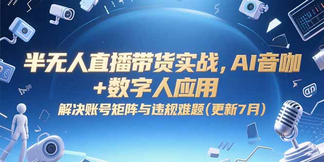 半无人直播带货实战，AI音咖+数字人应用 解决账号矩阵与违规难题(更新7月-小言网创资源站