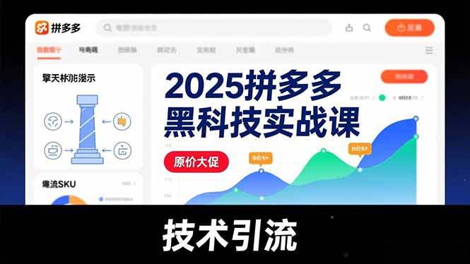 2025拼多多黑科技实战课，擎天柱玩法、爆流SKU、原价大促，技术引流，单店日销轻松破千单-小言网创资源站