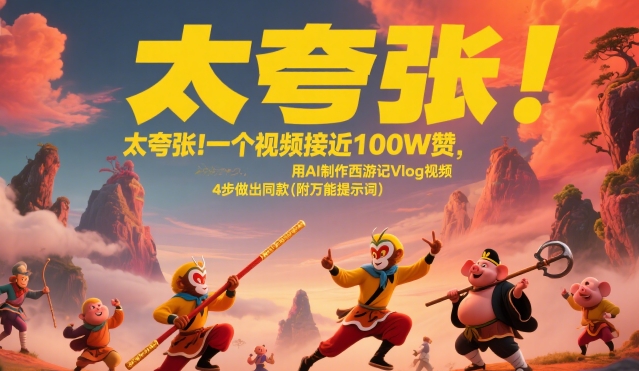 太夸张！一个视频接近100W赞，用AI制作西游记Vlog视频，全流程拆解来了(附万能提示词)-小言网创资源站