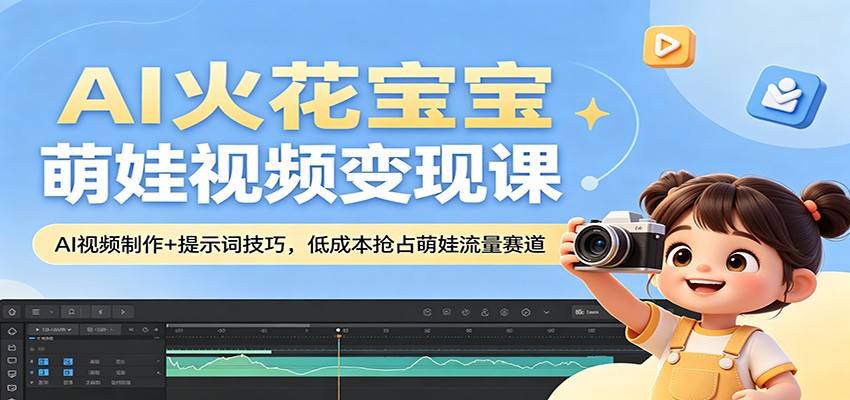 AI火花宝宝萌娃视频变现课：AI视频制作+提示词技巧，低成本抢占萌娃流量赛道-小言网创资源站