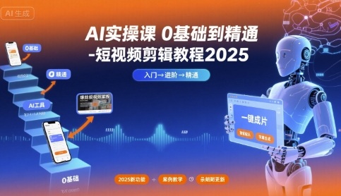 AI实操课0基础到精通-短视频剪辑教程2025-小言网创资源站
