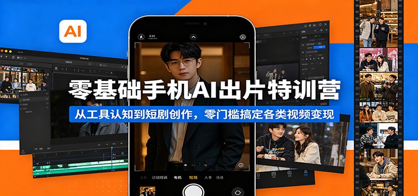 零基础手机AI出片特训营：从工具认知到短剧创作，零门槛搞定各类视频变现-小言网创资源站