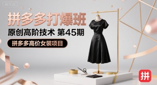拼多多打爆班原创高阶技术第45期，拼多多高价女装项目-小言网创资源站