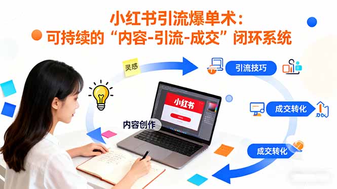 小红书引流爆单术：构建一套低成本 可持续的“内容-引流-成交”闭环系统-小言网创资源站