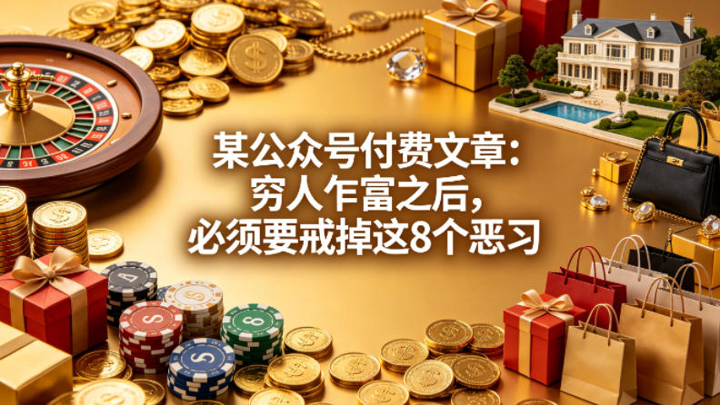 某公众号付费文章：穷人乍富之后，必须要戒掉这8个恶习-小言网创资源站