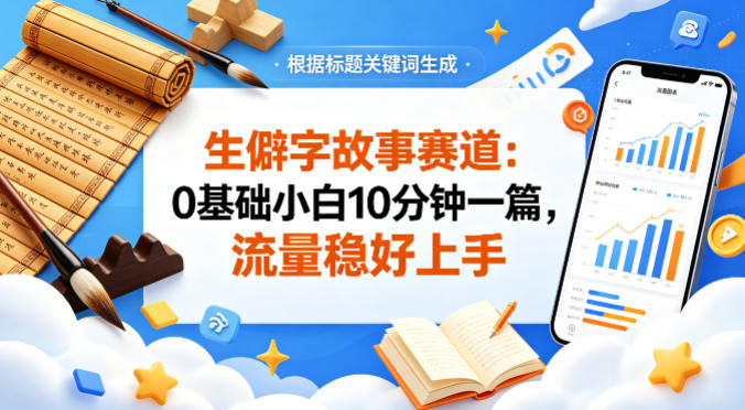 公众号流量主——生僻字故事赛道，流量稳，好上手，0基础小白也能10分钟一篇-小言网创资源站