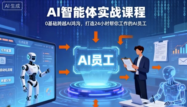 Ai智能体实战课程，0基础跨越Ai鸿沟，打造24小时帮你工作的Ai员工，打破常规，以实战定义Ai-小言网创资源站