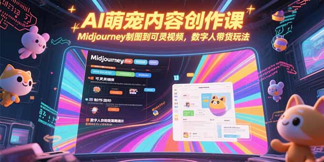 AI萌宠内容创作课，Midjourney制图到可灵视频，数字人带货玩法-小言网创资源站