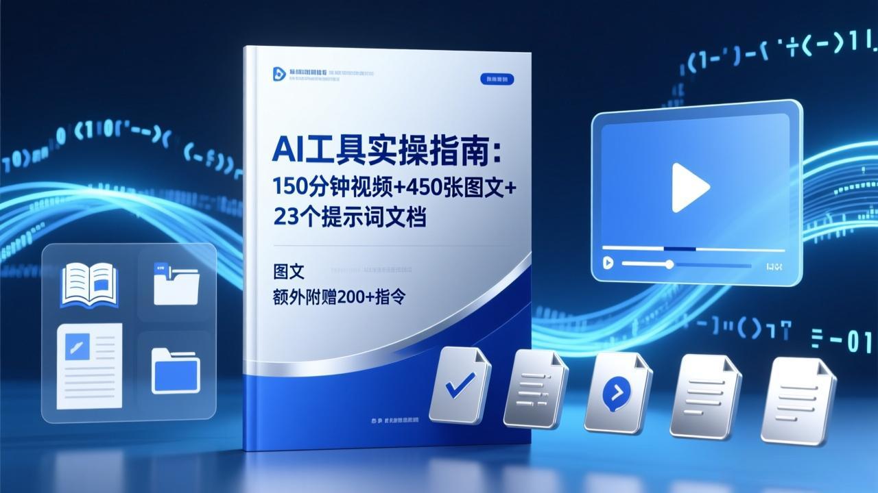 AI工具实操指南：150分钟视频+450张图文+23个提示词文档，额外附赠200+指令-小言网创资源站