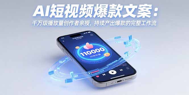 AI短视频爆款文案：千万级播放量创作者亲授，持续产出爆款的完整工作流-小言网创资源站