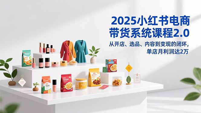 2025小红书电商带货系统课程2.0，从开店、选品、内容到变现的闭环，单店月利润达2万-小言网创资源站