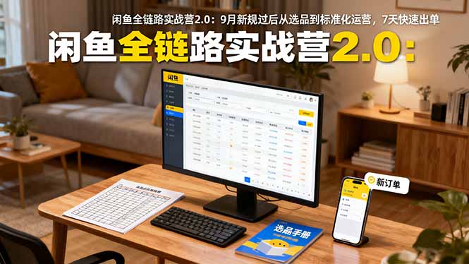 闲鱼全链路实战营2.0：9月新规过后从选品到标准化运营，7天快速出单-小言网创资源站