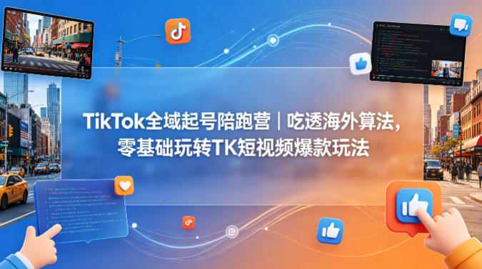 TikTok全域起号陪跑营｜吃透海外算法，零基础玩转TK短视频爆款玩法-小言网创资源站