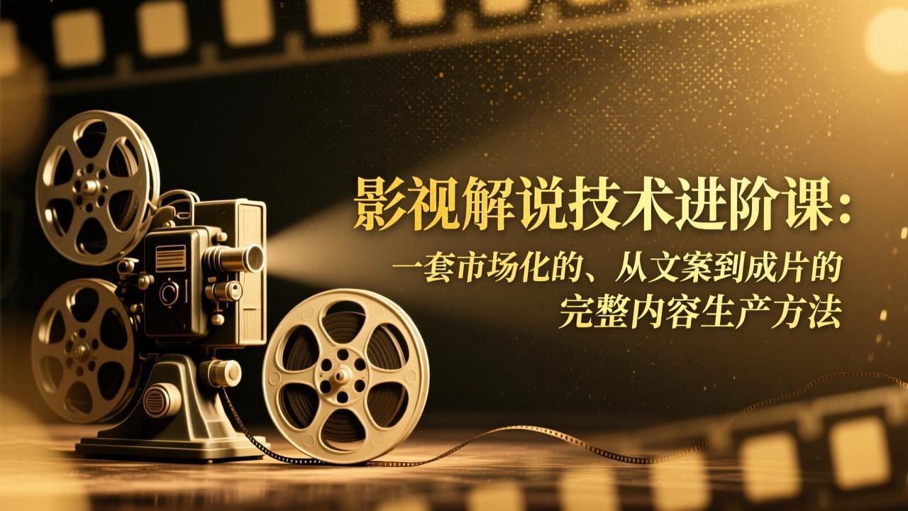 影视解说技术进阶课：一套市场化的、从文案到成片的完整内容生产方法-小言网创资源站