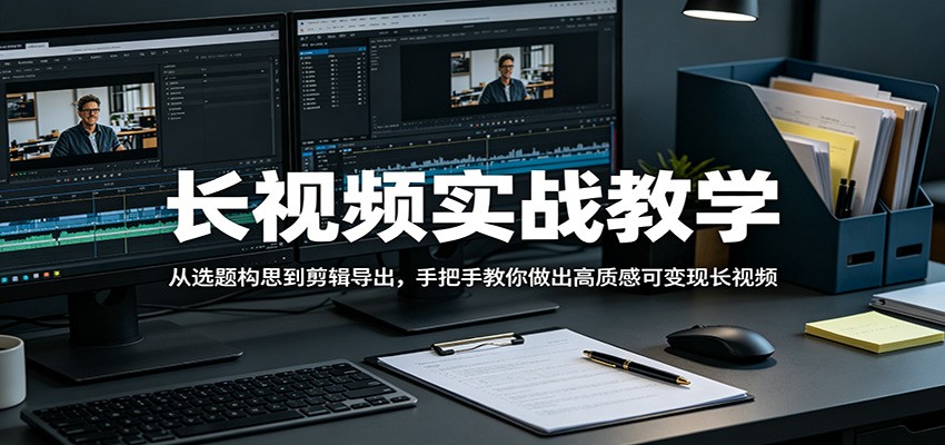 长视频实战教学，从选题构思到剪辑导出，手把手教你做出高质感可变现长视频-小言网创资源站