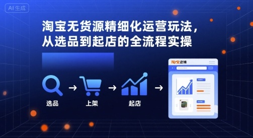 淘宝无货源精细化运营玩法，从选品到起店的全流程实操-小言网创资源站