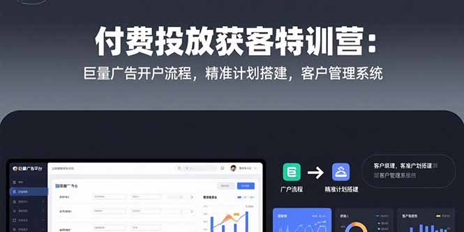 付费投放获客特训营：巨量广告开户流程，精准计划搭建，客户管理系统-小言网创资源站