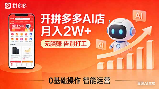 开一家拼多多AI店，月入2W+，无脑赚，告别打工，附SOP手册-小言网创资源站