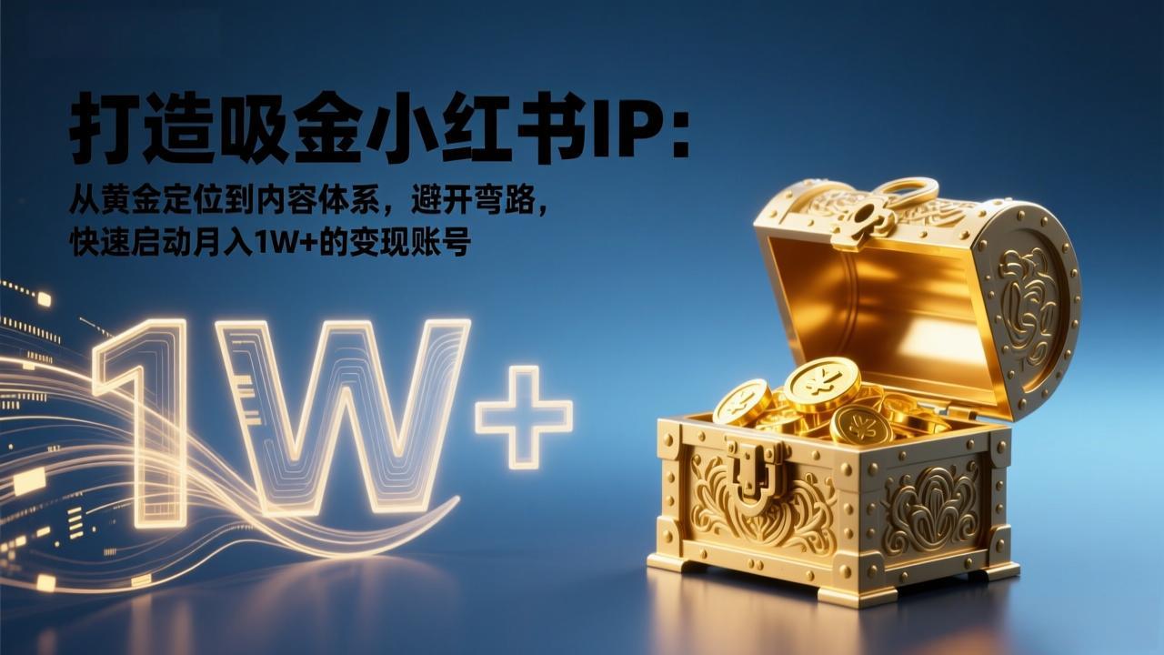 打造吸金小红书IP：从黄金定位到内容体系，避开弯路，快速启动月入1W+的变现账号-小言网创资源站