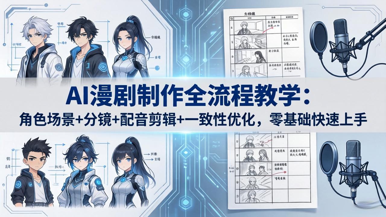 AI漫剧制作全流程教学：角色场景+分镜+配音剪辑+一致性优化，零基础快速上手-小言网创资源站