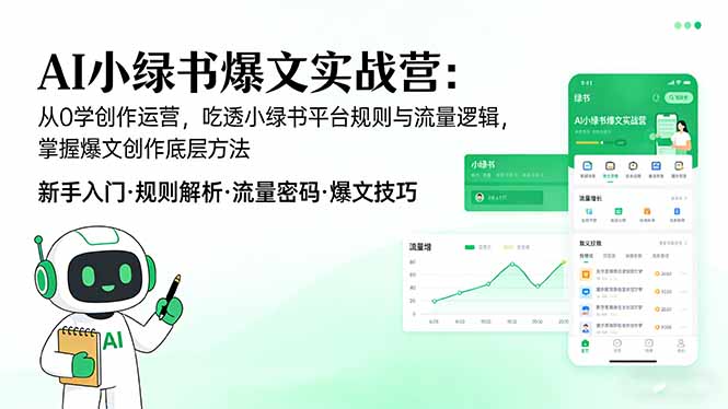 AI 小绿书爆文实战营：从0学创作运营，吃透小绿书平台规则与流量逻辑，掌握爆文创作底层方法-小言网创资源站