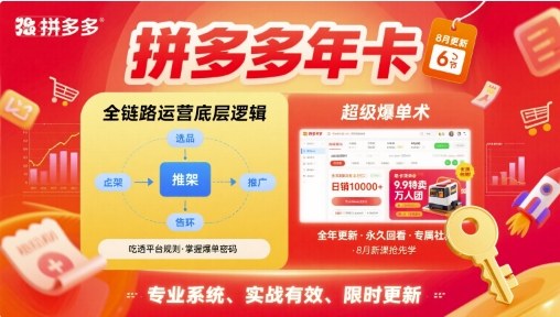 拼多多年卡【8月更新6节】拼多多全链路运营底层逻辑，超级爆单术-小言网创资源站