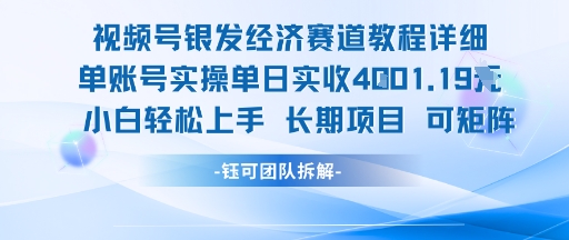 视频号银发经济赛道单账号实操单日实收1k+，小白轻松上手长期项目-小言网创资源站
