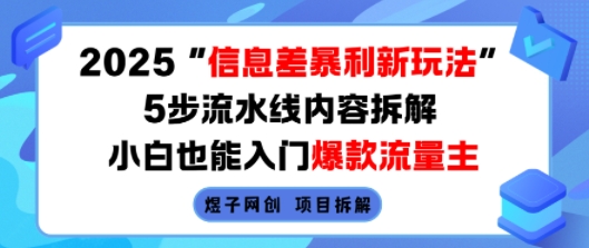 2025信息差暴利新玩法，5步流水线内容拆解，小白也能入门爆款流量主-小言网创资源站