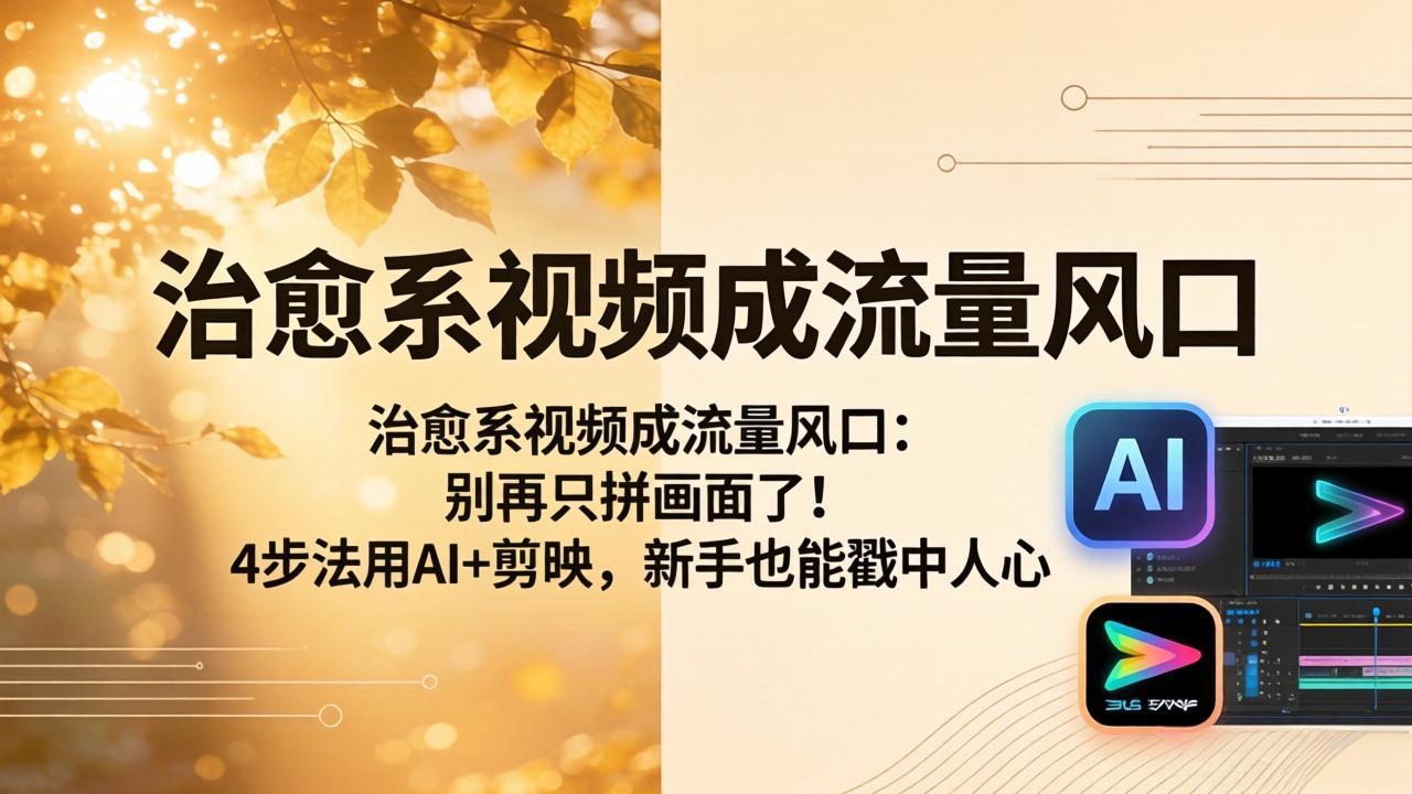 治愈系视频成流量风口：别再只拼画面了！4步法用AI+剪映，新手也能戳中人心-小言网创资源站