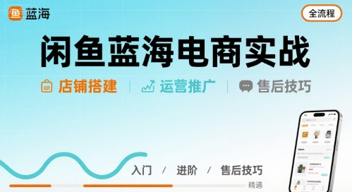 闲鱼蓝海电商实战，店铺搭建运营售后全流程-小言网创资源站