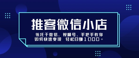 推客微信小店依托于微信、视频号，手把手教你如何快速变现 轻松日入1k+【揭秘】-小言网创资源站