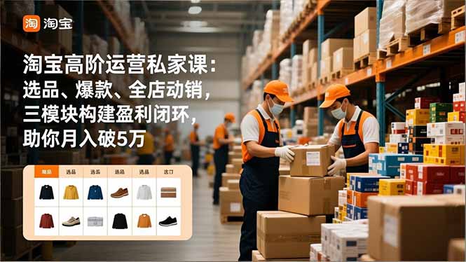 淘宝高阶运营私家课：选品、爆款、全店动销，三模块构建盈利闭环，助你月入破5万(更新12月-小言网创资源站