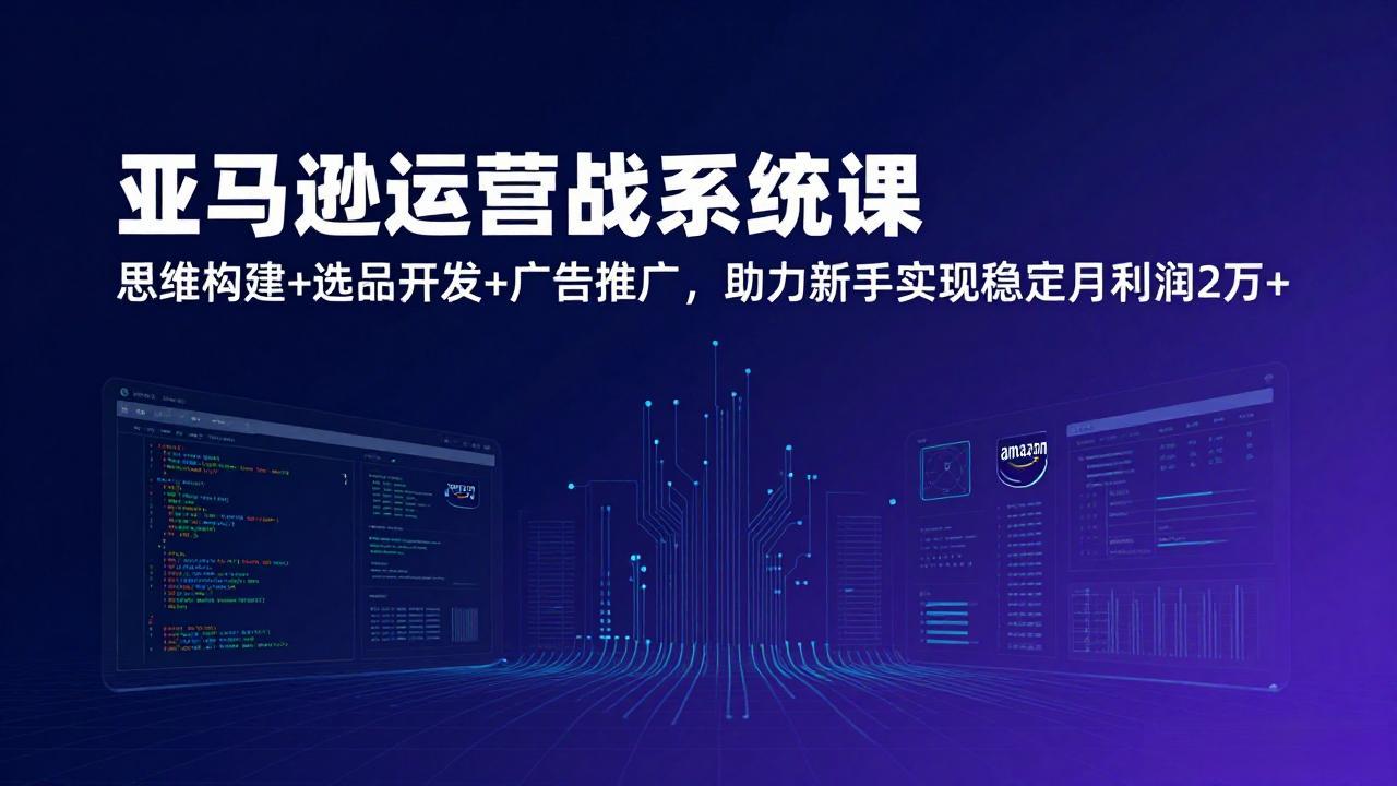 亚马逊运营实战系统课，思维构建+选品开发+广告推广，助力新手实现稳定月利润2万+(更新-小言网创资源站