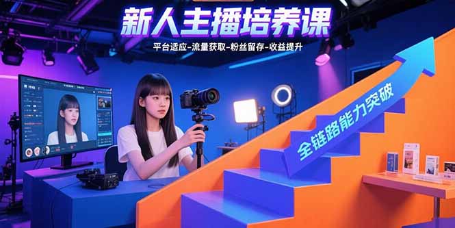新人主播培养课：平台适应-流量获取-粉丝留存-收益提升 全链路能力突破-小言网创资源站