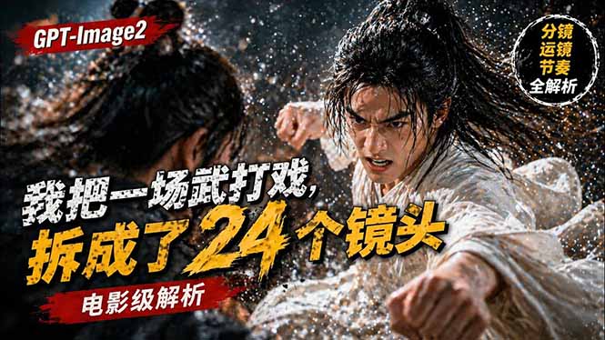 用GPT-Image2，把一段武打对决拆成24个连续镜头，从人物建立、动作衔接、运镜节奏，到情绪爆发-小言网创资源站