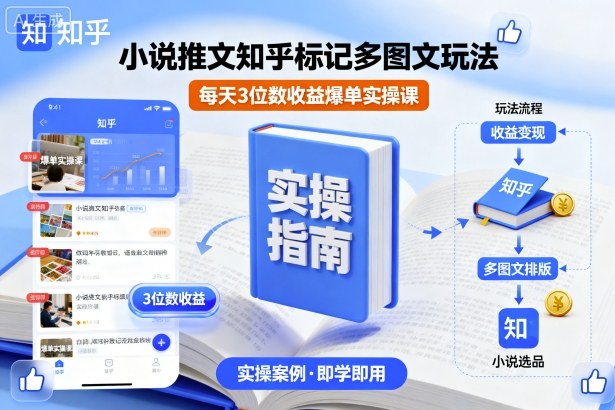 小说推文知乎标记多图文玩法，每天3位数收益爆单实操课-小言网创资源站