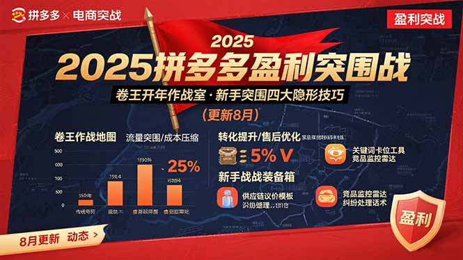 2025拼多多盈利突围战：卷王开年作战室，新手突围四大隐形技巧(更新8月-小言网创资源站
