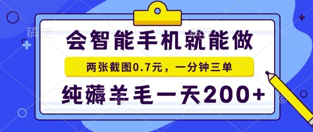 2025年零撸手机项目，二十秒一单，纯薅羊毛，一天200+做就有【揭秘】-小言网创资源站