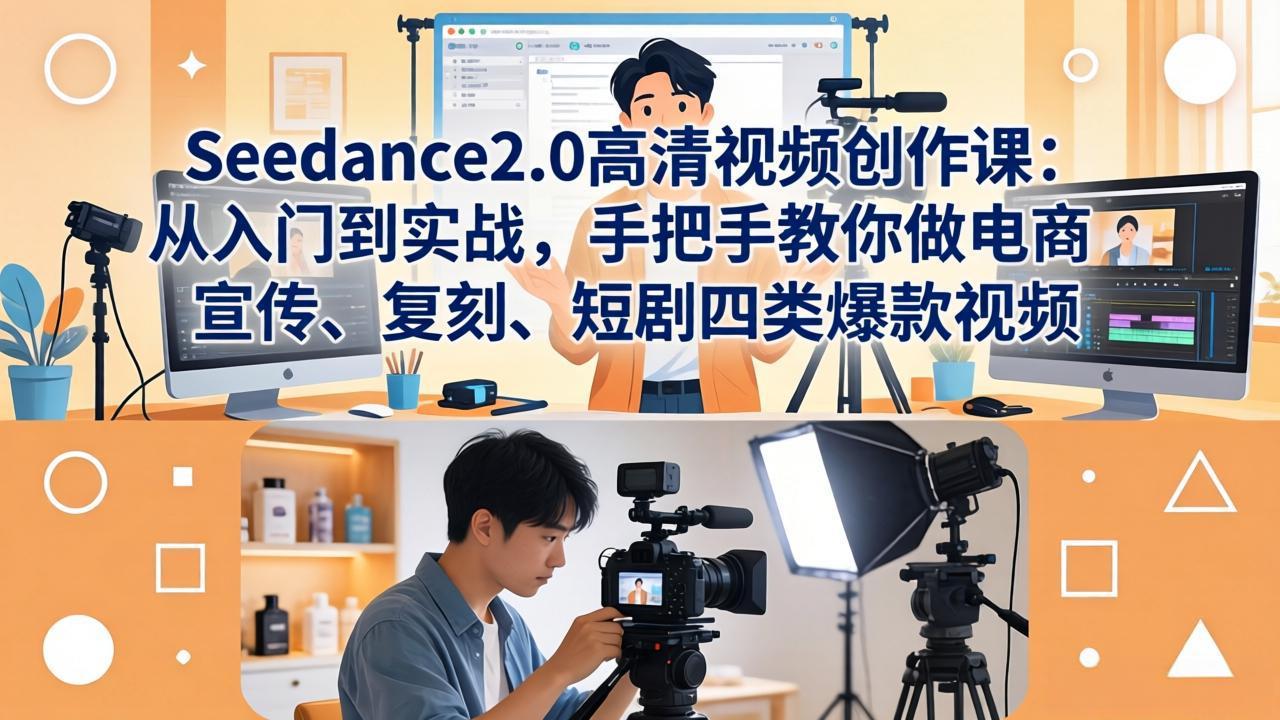 Seedance2.0高清视频创作课：从入门到实战，手把手教你做电商、宣传、复刻、短剧四类爆款视频-小言网创资源站