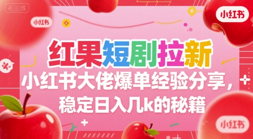 红果短剧拉新小红书大佬爆单经验分享，稳定日入几k的秘籍-小言网创资源站