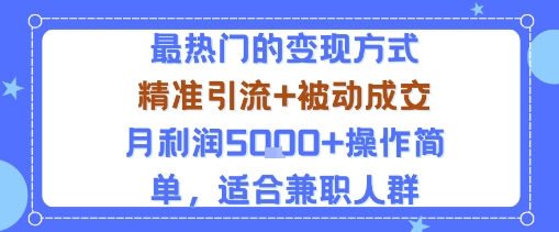 小众赛道玩法：当下最热门的变现方式，精准引流+被动成交月利润5k+操作简单，适合兼职人群-小言网创资源站