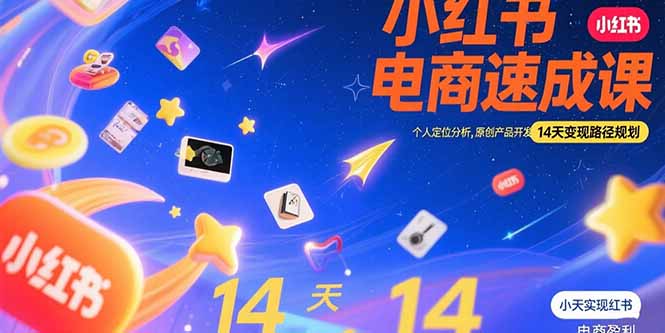 小红书虚拟电商速成课：个人定位分析，原创产品开发，14天变现路径规划-小言网创资源站