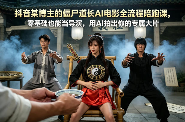 抖音某博主的僵尸道长AI电影全流程陪跑课，零基础也能当导演，用AI拍出你的专属大片-小言网创资源站