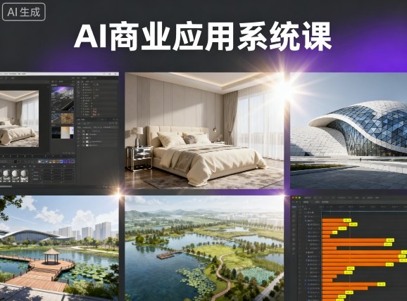 AI商业应用系统课，室内-软装-建筑-景观，智能设计+效果图+动画画实战-小言网创资源站