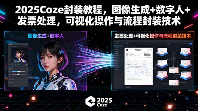 2025Coze封装教程，图像生成+数字人+发票处理，可视化操作与流程封装技术-小言网创资源站