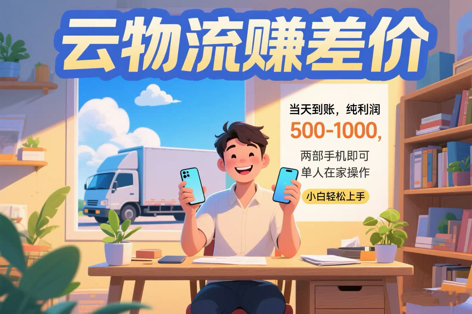 云物流赚差价 当天到账纯利润500-1000 两部手机即可 可单人在家操作 小…-小言网创资源站