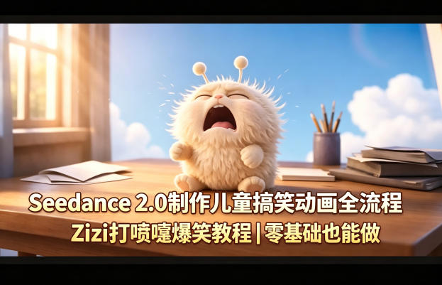 Seedance 2.0制作儿童搞笑动画全流程Zizi打喷嚏爆笑教程｜零基础也能做-小言网创资源站