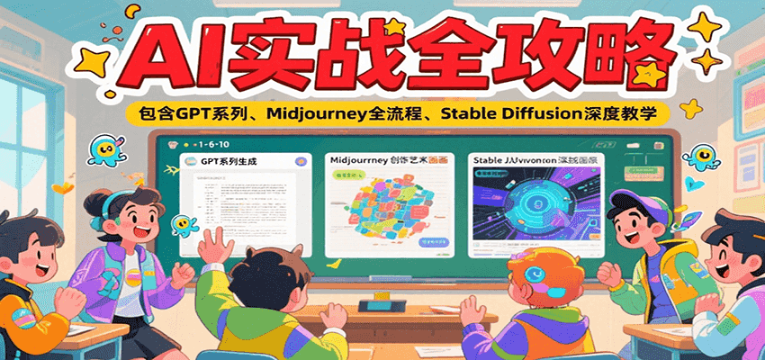 AI实战全攻略，包含GPT系列、Midjourney全流程、Stable Diffusion深度教学-小言网创资源站