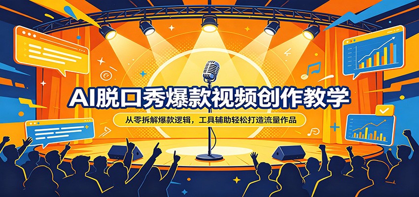 AI脱口秀爆款视频创作教学：从零拆解爆款逻辑，工具辅助轻松打造流量作品-小言网创资源站