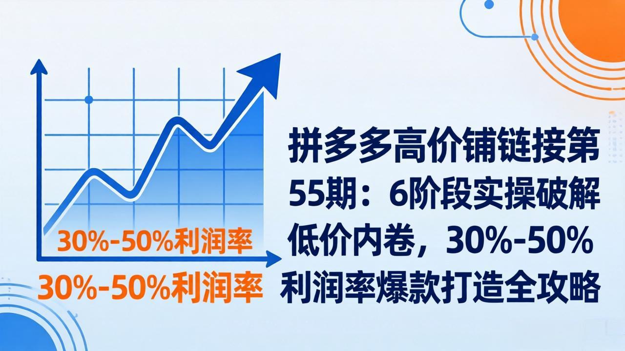 拼多多高价铺链接第55期：6阶段实操破解低价内卷，30%-50%利润率爆款打造全攻略-小言网创资源站